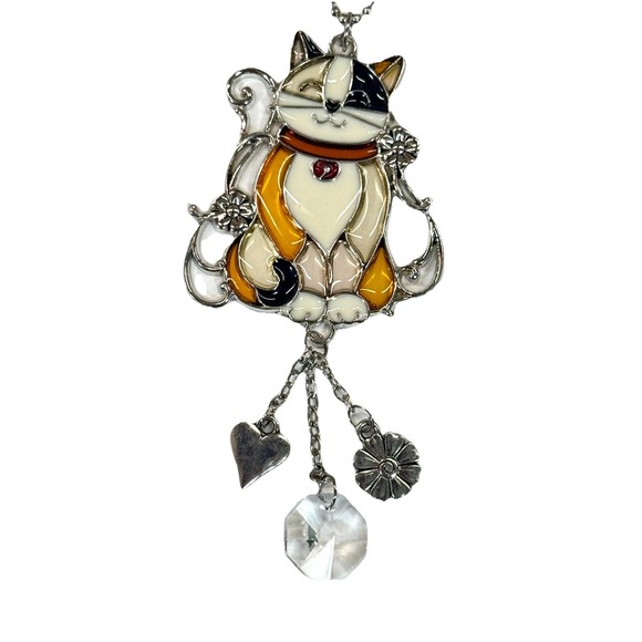 NWT Calico Cat Charm Sun Catcher Mirror Ornament Bag Charm Ganz‎ - Picture 1 of 11
